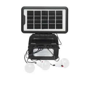 Kit iluminat portabil LED cu 3 becuri/proiector. panou solar si baterie 3.7V. 4500Ah pentru pescuit camping GD-8080