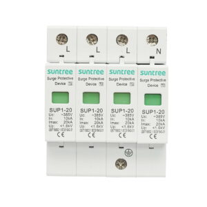 Descarcator la supratensiune cu semnalizare pentru sisteme fotovoltaice 4P. SUP1-20. 385V Suntree