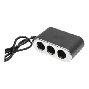 Adaptor bricheta auto tripla 12/24V negru cu intrerupator individual si 1 port USB 5V 2.1A