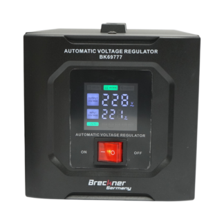 Stabilizator automat de tensiune 2000VA, 1200W, 140-250VAC cu releu monofazat, 2 prize Schuko 230V, afisaj LCD Breckner Germany