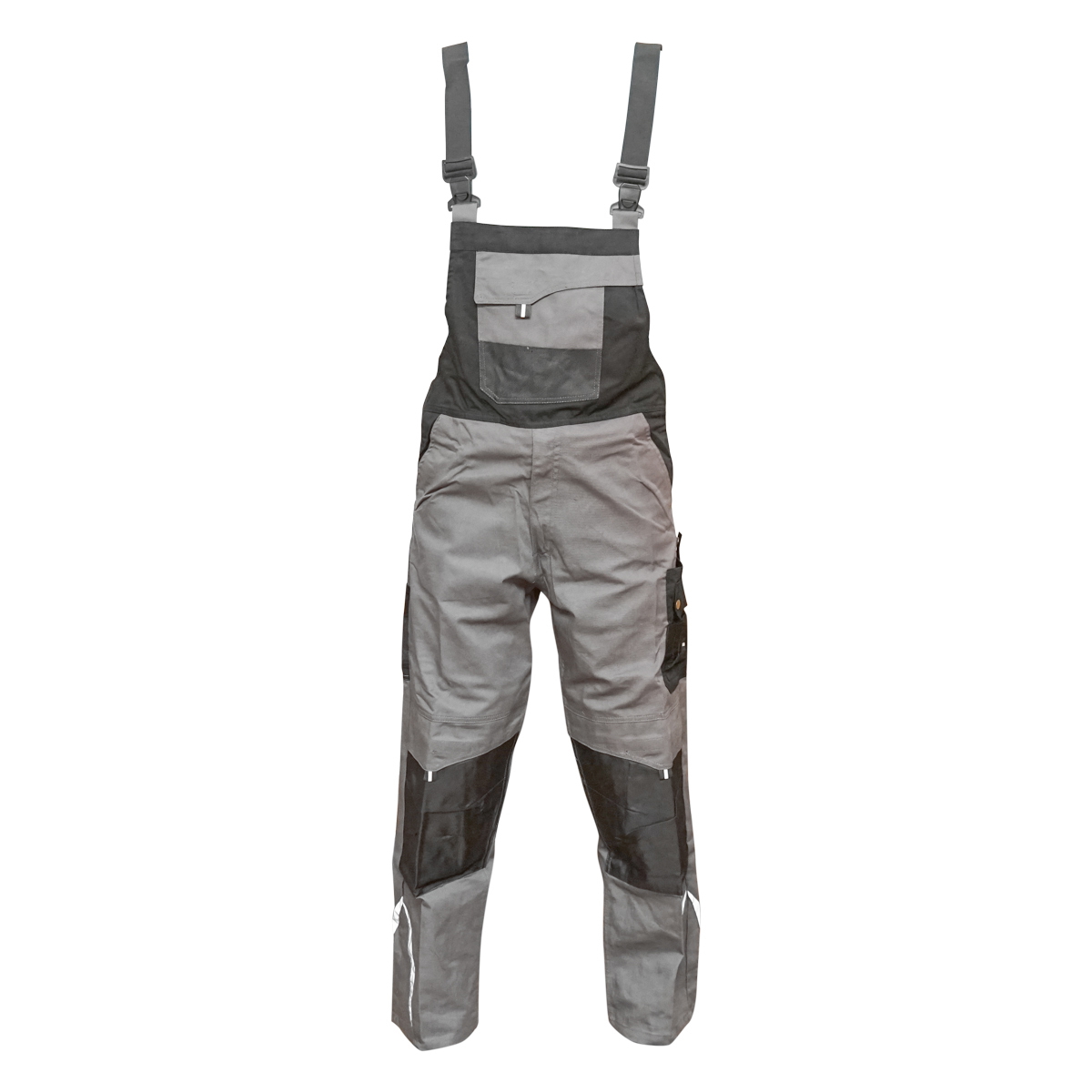 Pantaloni de lucru cu pieptar, salopeta din poliester cu bumbac, gri cu negru, XL Breckner Germany