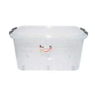 Cutie depozitare 50L cu capac si roti din plastic transparenta 400x630x320mm