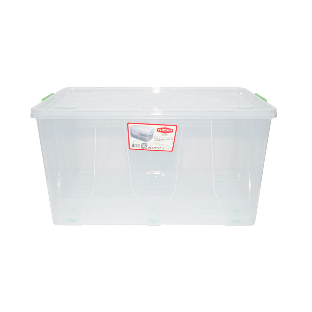 Cutie depozitare 120L cu capac si roti din plastic transparenta 800x515x420mm
