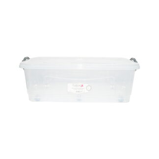 Cutie depozitare 30L cu capac si roti din plastic transparenta 630x400x200mm