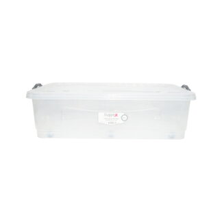 Cutie depozitare 40L cu capac si roti din plastic transparenta 725x470x200mm