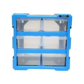 Cutie depozitare albastra din plastic modulara, 6 sertare 267x157x262mm Breckner Germany