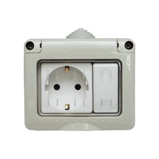 Priza schuko simpla aplicata 16A, 250V si intrerupator 10 AX, 250V IP 55 Breckner Germany
