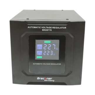 Stabilizator automat de tensiune 3000VA, 1800W, 140-250VAC cu releu monofazat, bypass, conexiune borne, afisaj LCD Breckner Germany