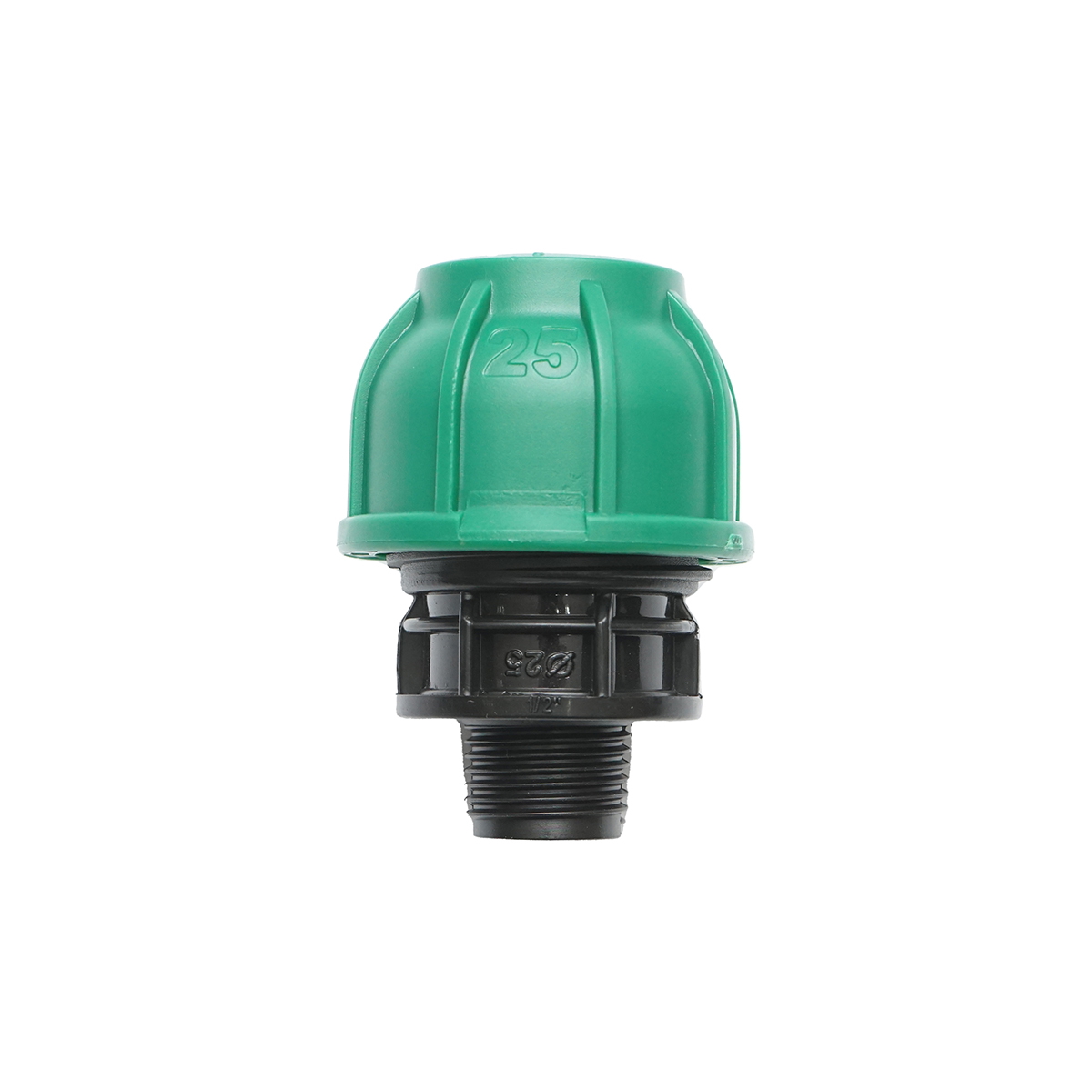Racord compresiune cu filet exterior D25mmx1/2 toll, PN10 Bar pentru sisteme de irigatii