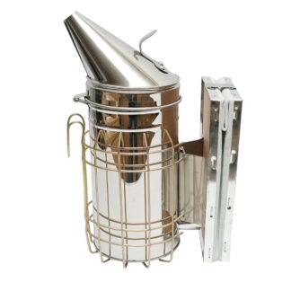 Afumator albine din inox cu cilindru scut termic si burduf din piele 190mm