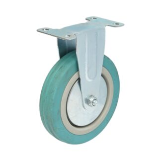 Roata fixa 125x27mm fara frana, cauciuc plin albastru, placa otel 100x59mm 60kg