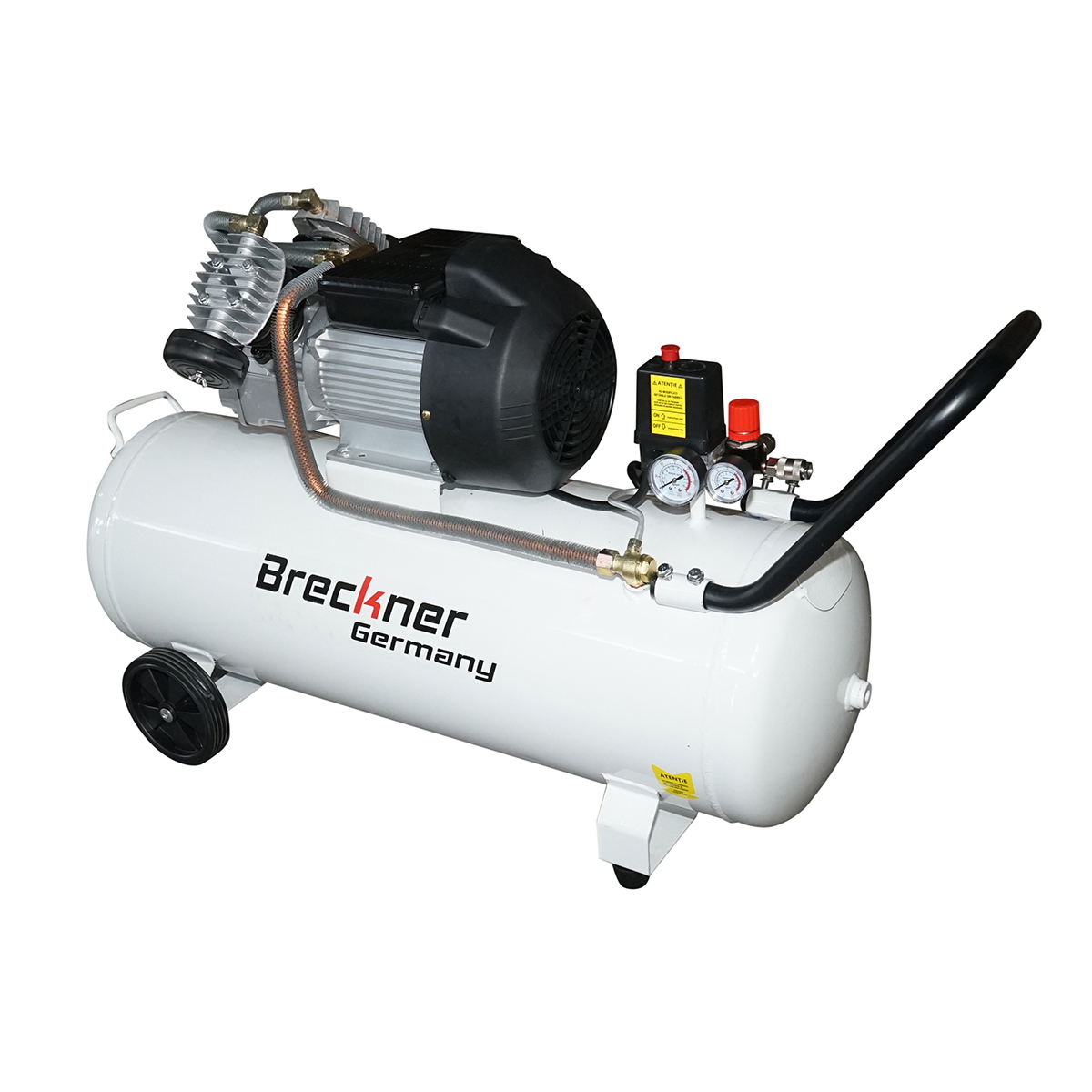 Compresor aer 100L, motor 2 cilindri in V 2.2kW/3CP, presiune maxima 8 bar, volum aer aspirat 425 L/min Breckner Germany