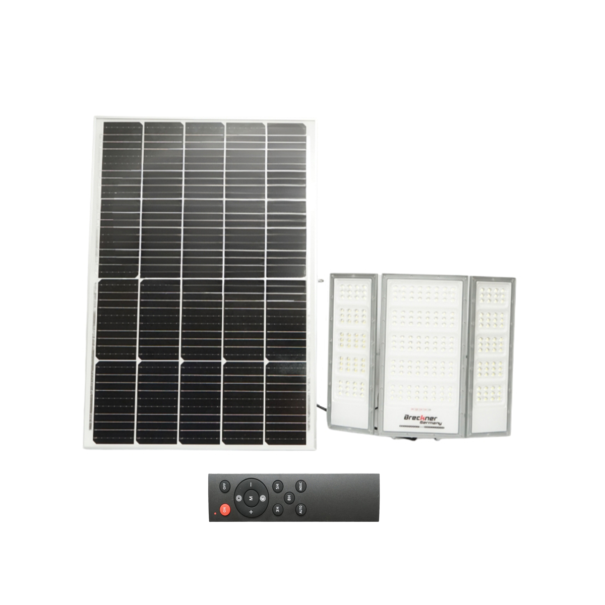 Lampa LED 4500lm, 6500K cu panou solar 70W, baterie LifePO4 3.2V/60Ah, senzor de miscare si telecomanda IP66 Breckner Germany