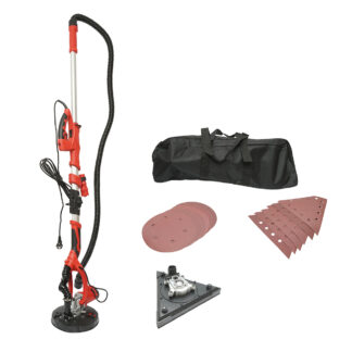 Slefuitor pereti si tavane tip girafa pliabil cu aspirator 710W, 220V, viteza 800-1800 r/min, 2 capete rotund/triunghiular, iluminare LED, 12 discuri incluse