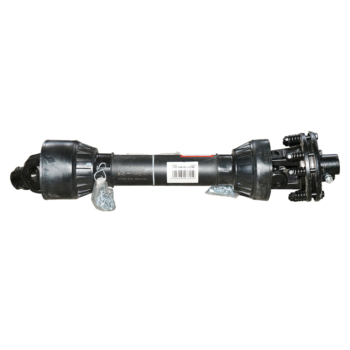 Cardan 850 mm S6 cu ambreiaj compus din 2 discuri cruce 30,2x92 (teava stea) 1 3/8 Z=6 freza