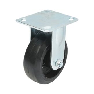 Roata fixa industriala 125x50mm fara frana, cauciuc plin negru, placa otel 115x100mm 130kg