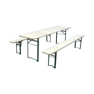 Set berarie cu masa si 2 banci pliabile din lemn masiv pentru gradina, terasa, evenimente 2200x700x770mm