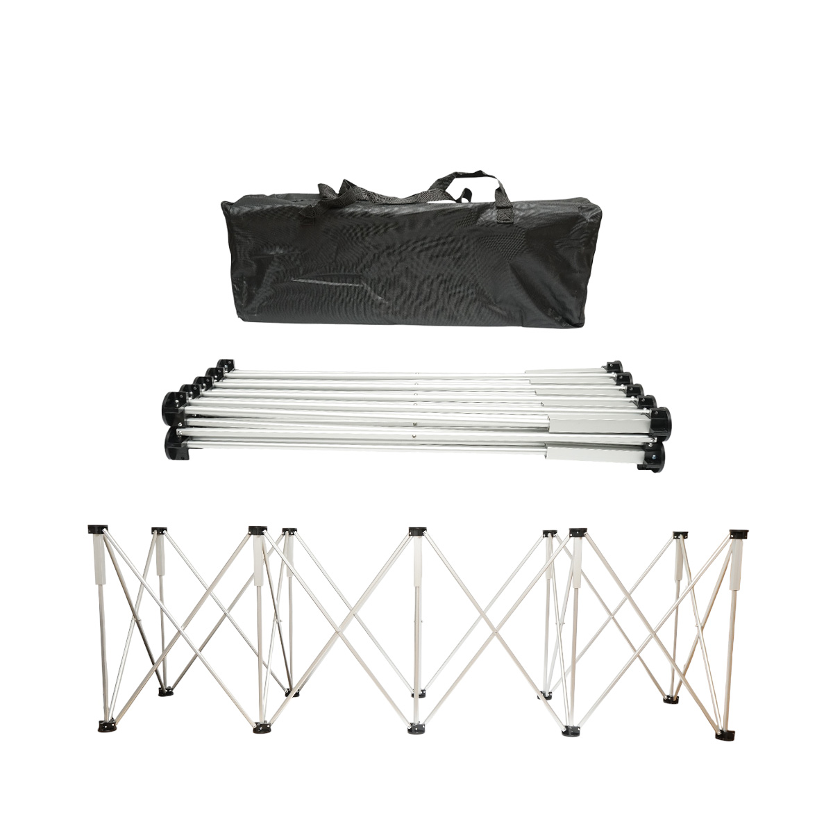 Masa de lucru pliabila tip acordeon cu 10 picioare, cadru din aluminiu 226x61x72cm