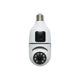 Camera de supraveghere smart 2MP tip bec E27, 2 obiective 1080P FHD, WIFI 2.4G cu senzor de miscare PTZ, night vision si aplicatie V380 Pro