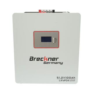 Baterie Li-ion LiFePO4 5.12KWh, 51.2V, 100Ah cu BMS, Bluetooth, LCD display si protectie temperatura Breckner Germany
