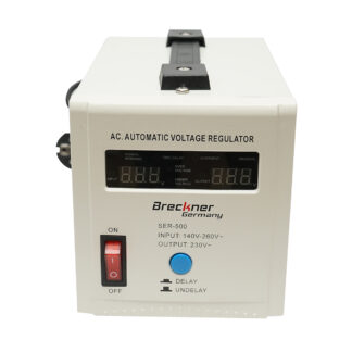 Stabilizator automat de tensiune 500VA, 140-260V cu releu monofazat, 2 prize schuko 230V, afisaj LCD Breckner Germany