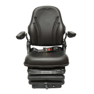 Scaun universal cu suspensie pe aer, reglabil pe inaltime si greutate 50-140Kg, cotiere si spatar rabatabil 50-90° pentru tractor, utilaje agricole, industriale, stivuitor