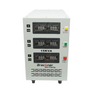 Stabilizator automat de tensiune 15KVA trifazat cu servomotor bypass, afisaj LCD Breckner Germany