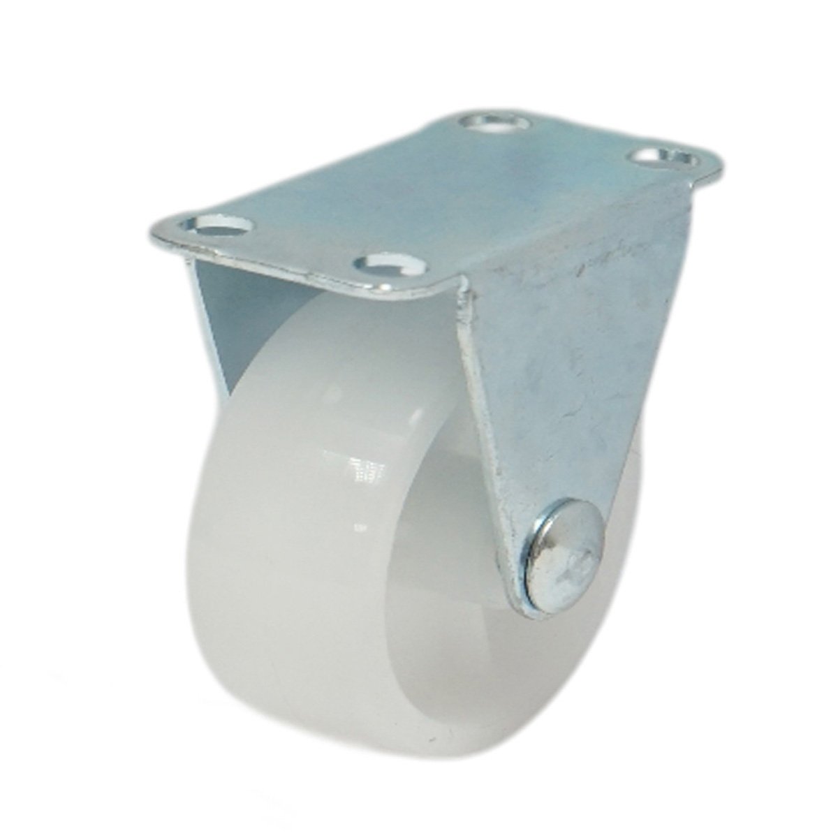 Roata fixa 40x17mm fara frana, polipropilena alba, placa otel 46x24mm 20kg