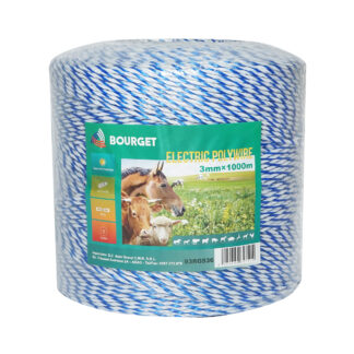 Rola fir alb-albastru fi 3mm 3x0.2mm SS, 1000m gard electric, rezistenta 7.8 Ohm Bourget