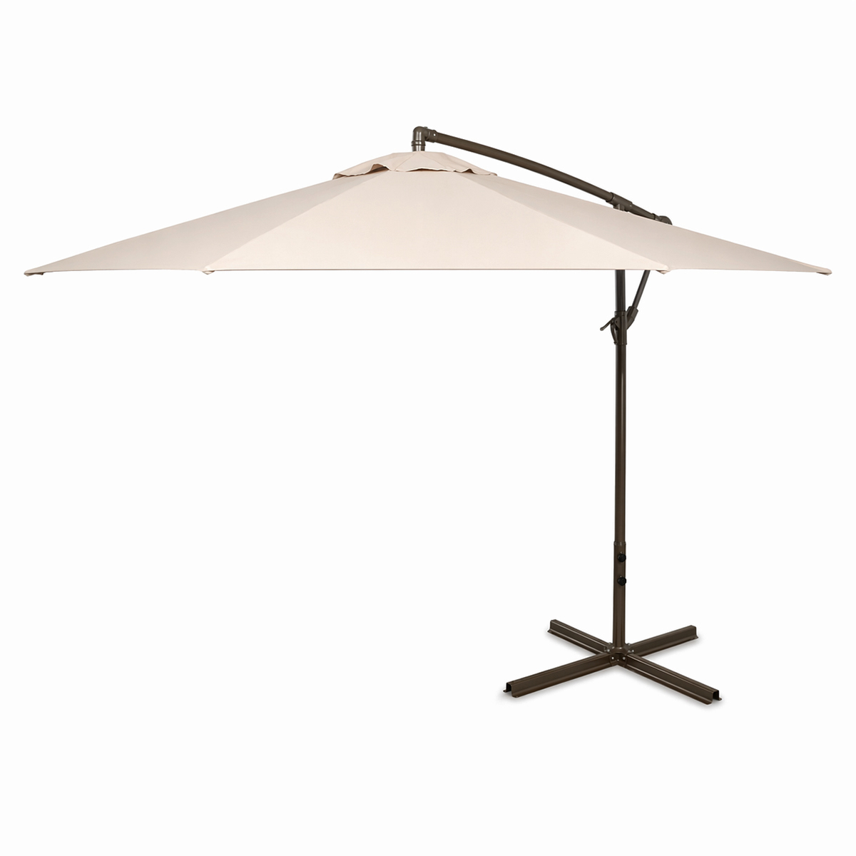 Umbrela de gradina rotunda crem 3m, brat lateral reglabil cu manivela, structura metalica Breckner Germany