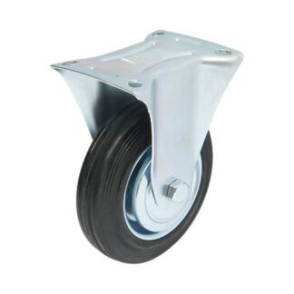 Roata fixa industriala 150x38mm fara frana, cauciuc plin negru, placa otel 135x105mm 120kg