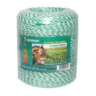 Rola fir alb-verde fi 2.5mm 4x0.2mm SS, 500m gard electric, rezistenta 7 Ohm Bourget