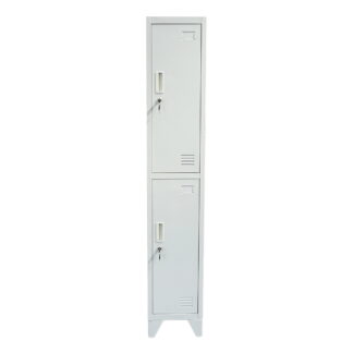 Dulap metalic fiset dublu tip vestiar gri cu 2 usi securizate 1850x380x450mm Breckner Germany