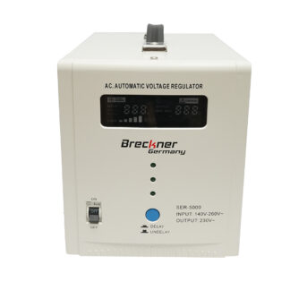 Stabilizator automat de tensiune 5000VA, 140-260V cu releu monofazat, 2 prize schuko 230V, afisaj LCD Breckner Germany