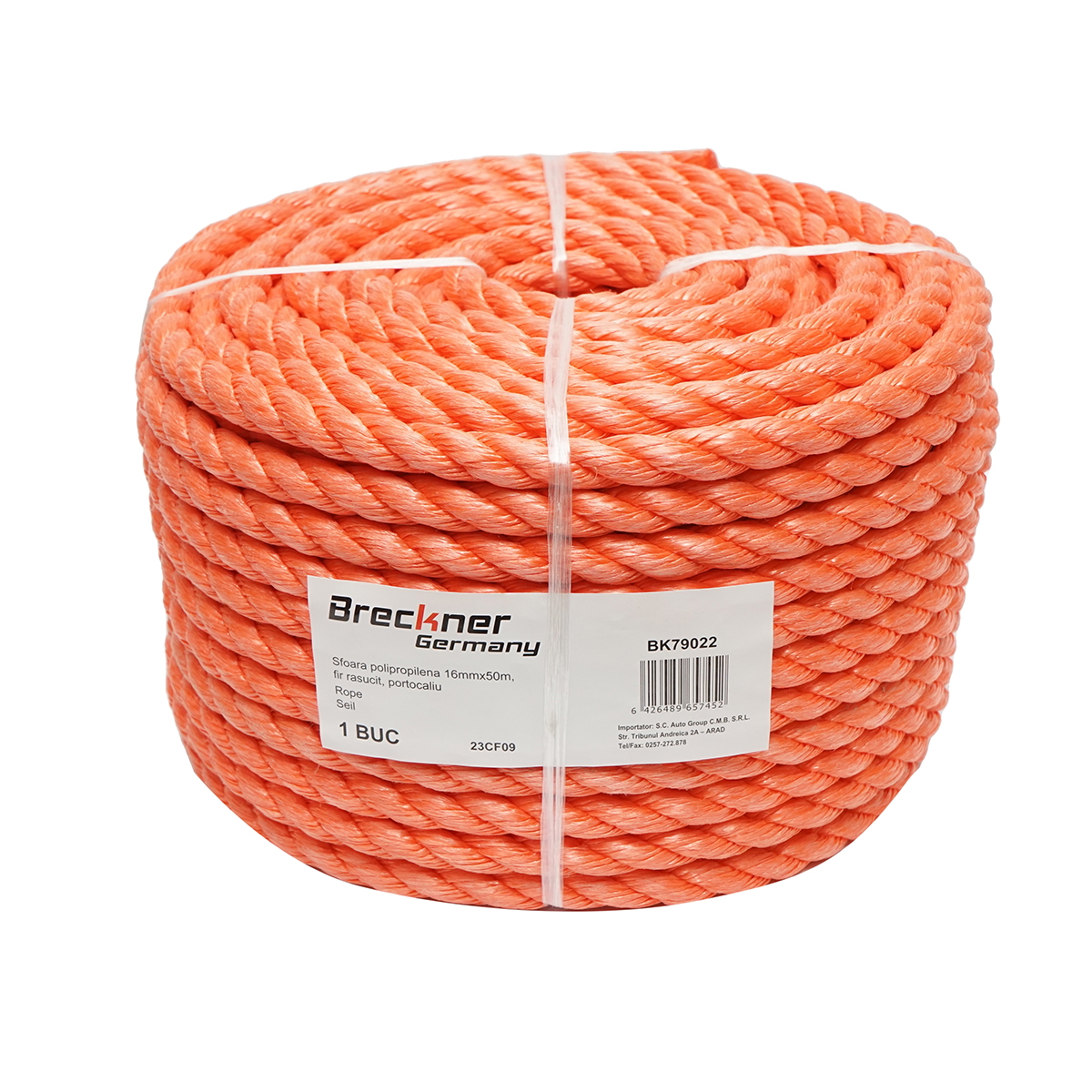 Sfoara PP fir rasucit portocalie 16mmx50m Breckner Germany