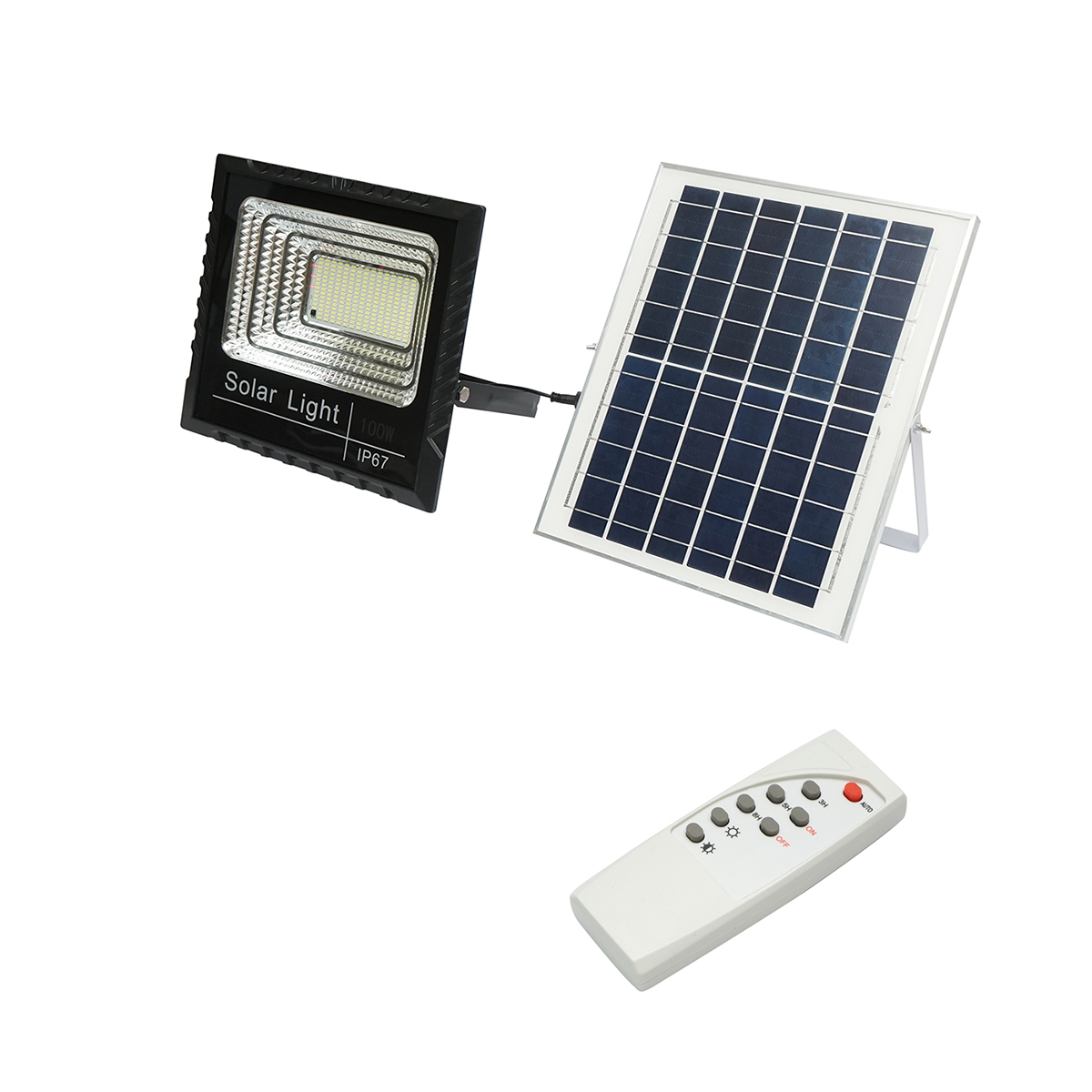 Proiector LED 100W cu panou solar 15W, baterie Li-ion 1800mAh si telecomanda IP67 Breckner Germany