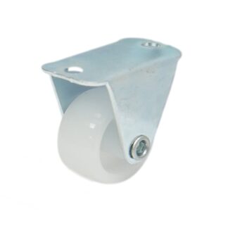 Roata fixa 25x14mm fara frana, polipropilena alba, placa otel 37x19mm 10kg