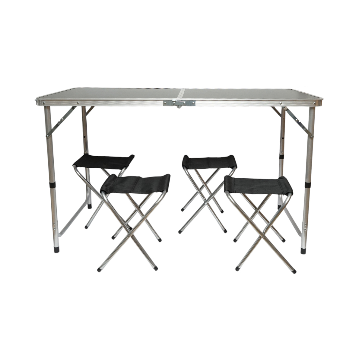 Set masa pliabila camping cu 4 scaune din aluminiu, portabila tip valiza, reglabila pe inaltime 120x60cm Breckner Germany