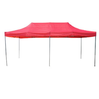 Cort pavilion pliabil 3x6m rosu impermeabil, inaltime reglabila, cadru metalic Breckner Germany