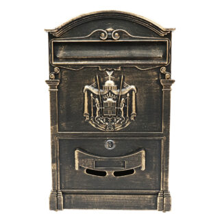 Cutie postala antic auriu 410X260X90mm cu 2 chei si accesorii de prindere