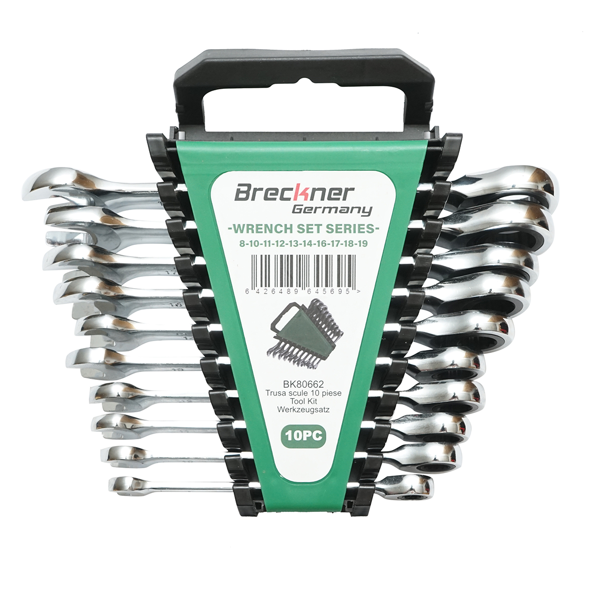 Set chei combinate fixe si inelare cu clichet 8-19mm 10 piese Breckner Germany