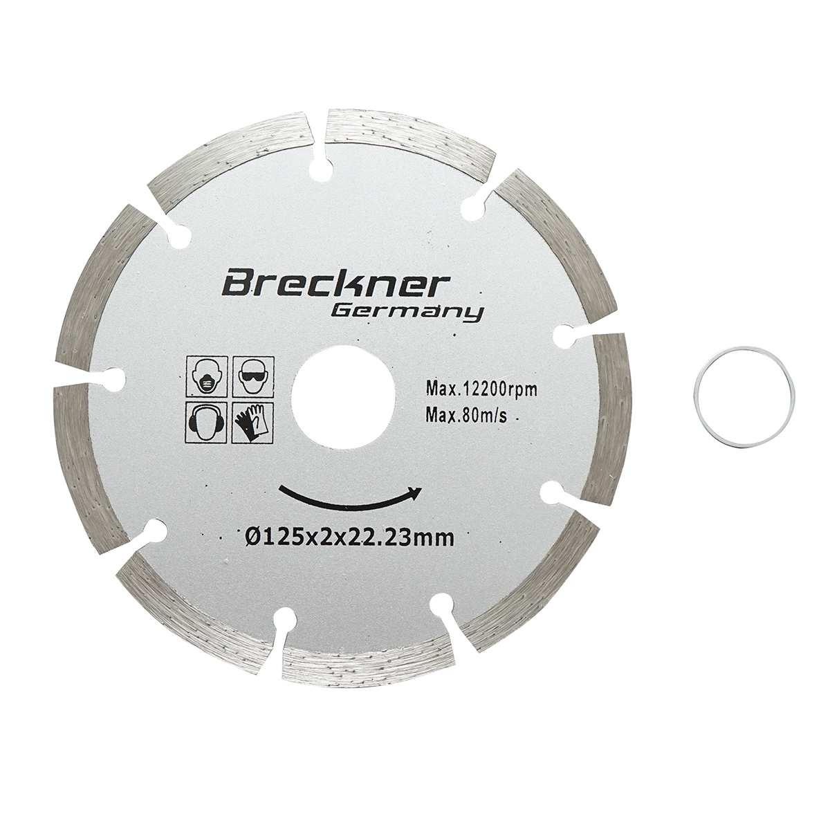 Disc diamantat segmentat 125x2x22.23mm, taiere uscata pentru beton, piatra, caramida Breckner Germany