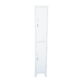 Dulap metalic fiset dublu tip vestiar gri cu 2 usi securizate si 6 rafturi 1700x300x450mm