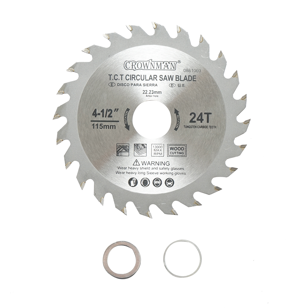 Disc circular vidia pentru lemn 115x22.23mm, 24 dinti, turatie maxima 13000rpm Crownman