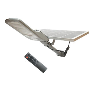 Lampa LED iluminat stradal 2800LM, 6500K cu panou solar 50W, baterie LiFePO4 45Ah, telecomanda, prindere stalp IP65