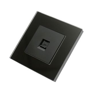 Priza internet CAT6 RJ45 neagra cu rama din sticla 86x86mm