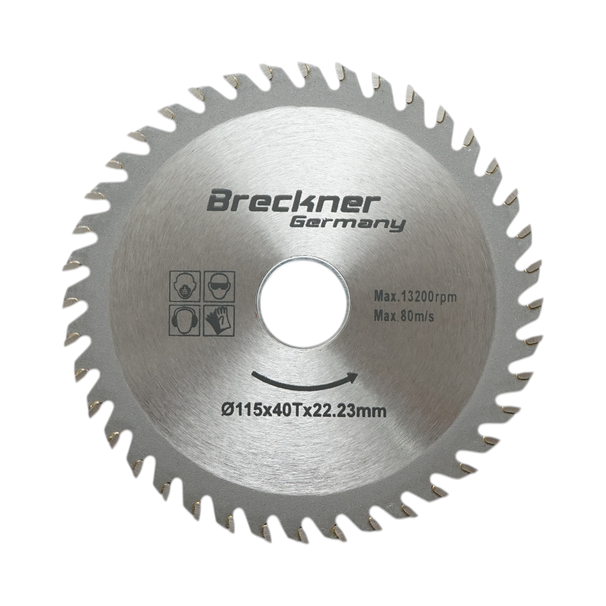 Disc circular vidia pentru lemn 115x22.23mm, 40 dinti, turatie maxima 13200rpm Breckner Germany