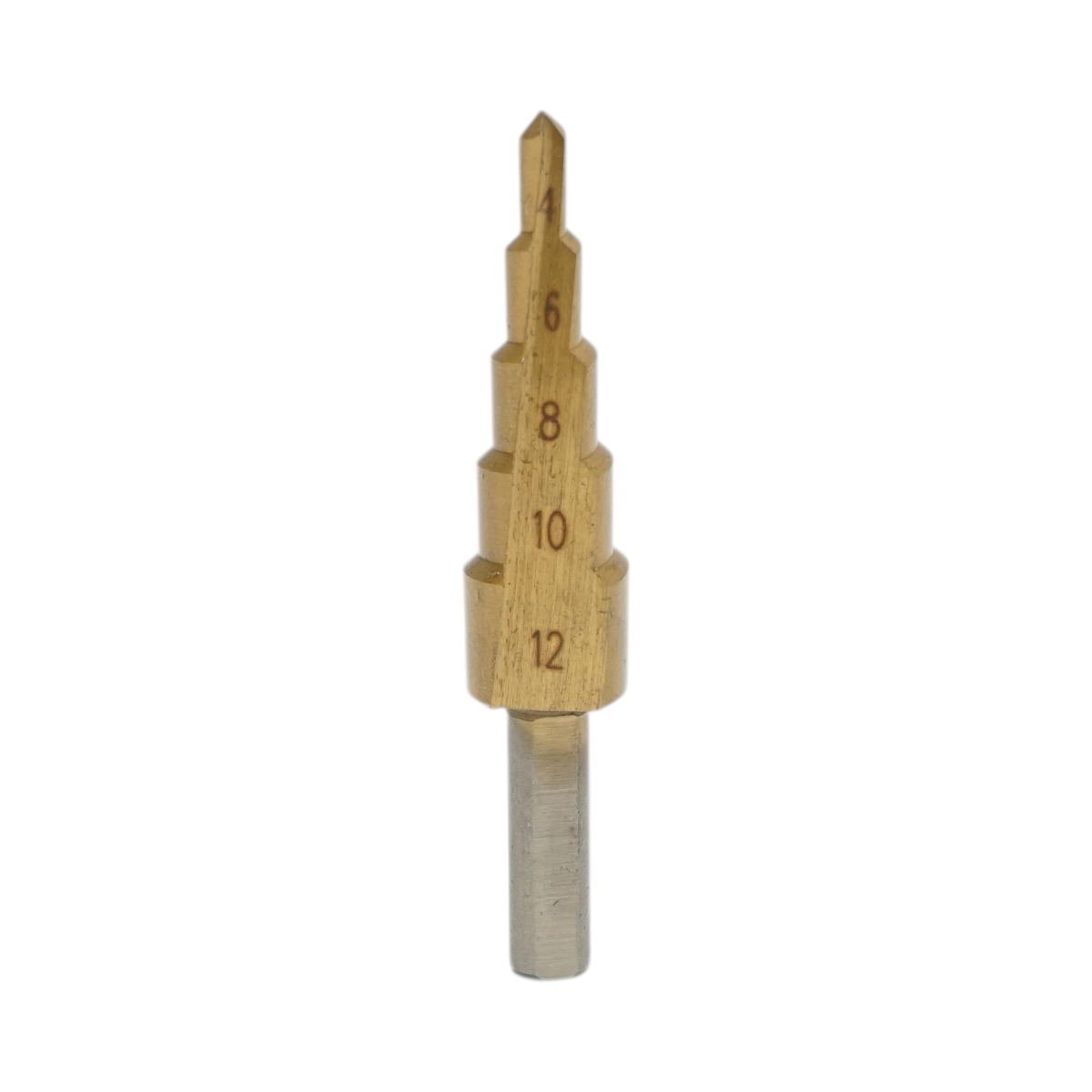 Burghiu conic in 5 trepte 4-12mm din otel 4241 HSS pentru metal, aluminiu, lemn, plastic, alama