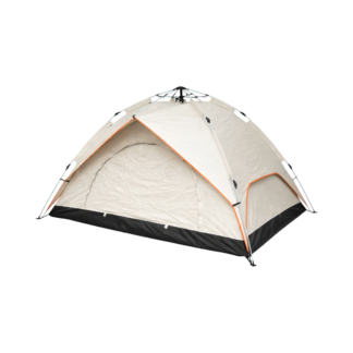 Cort camping 2 persoane crem pliabil automat pop-up 2 intrari, impermeabil cu protectie UV si plasa anti-insecte 200x200x145cm