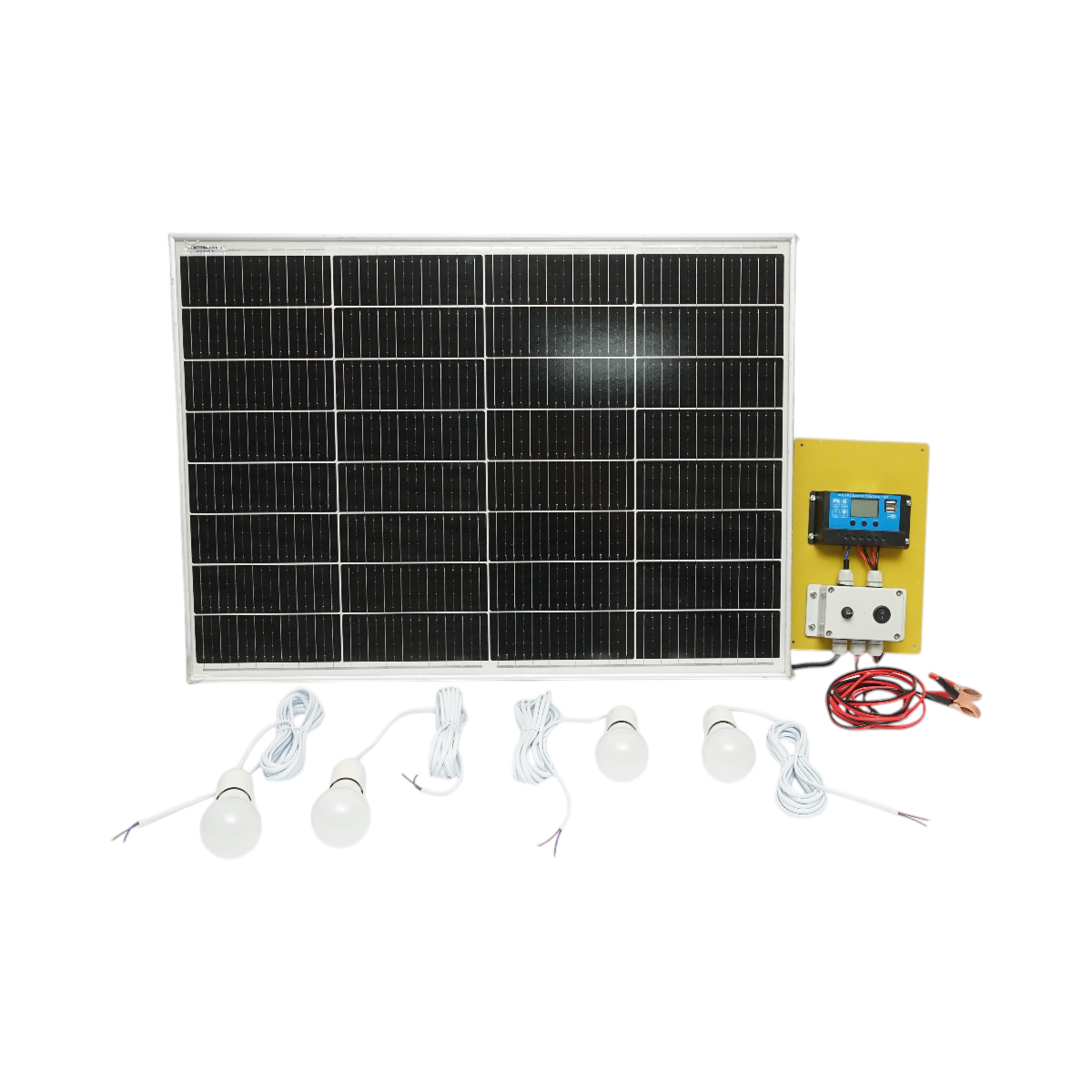 Set panou solar 790x690x75mm 75W 12-24V 4 becuri 9W Breckner Germany
